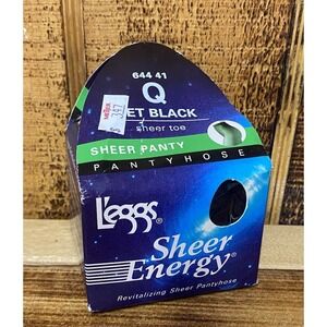 L'eggs Sheer Energy Q Jet Black  Sheer Pantyhose Sheer Toe‎